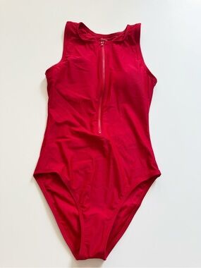 Quince Red Zip-Front One-Piece